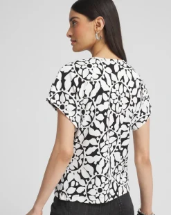 Discount Abstract Bat Wing Sleeve Tee Tops