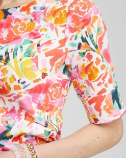 Best Abstract Bateau Neck Tee Tops