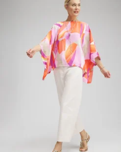 Hot Abstract Print Poncho Tops