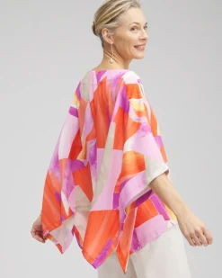 Hot Abstract Print Poncho Tops