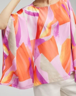 Hot Abstract Print Poncho Tops