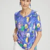Fashion Abstract Scoop Neck Tee Tops