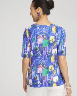 Fashion Abstract Scoop Neck Tee Tops