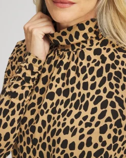 Online Animal Print Banded Hem Top Tops