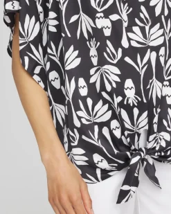 Sale Artisan Satin Tie-Front Tunic Tops