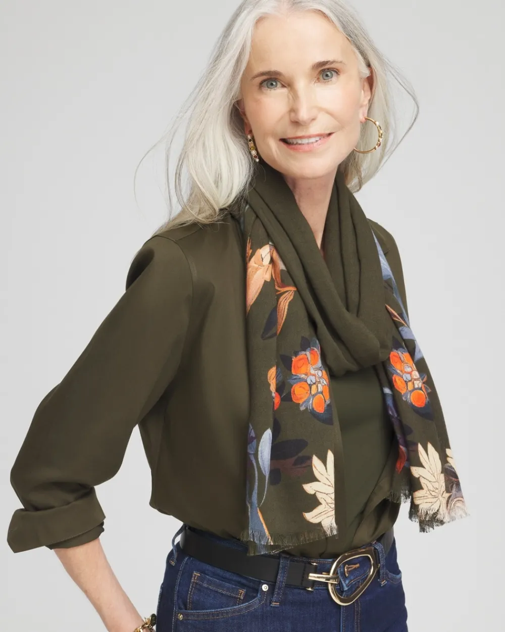 Clearance Autumn Floral Oblong Scarf Scarves