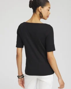 Discount Bateau Neck Tee Tops
