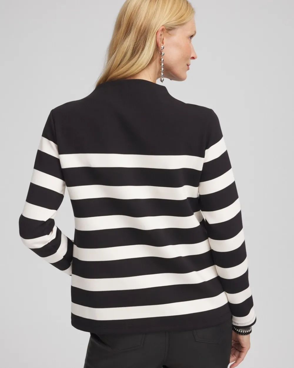 Outlet & White Striped Mock Neck Top Tops