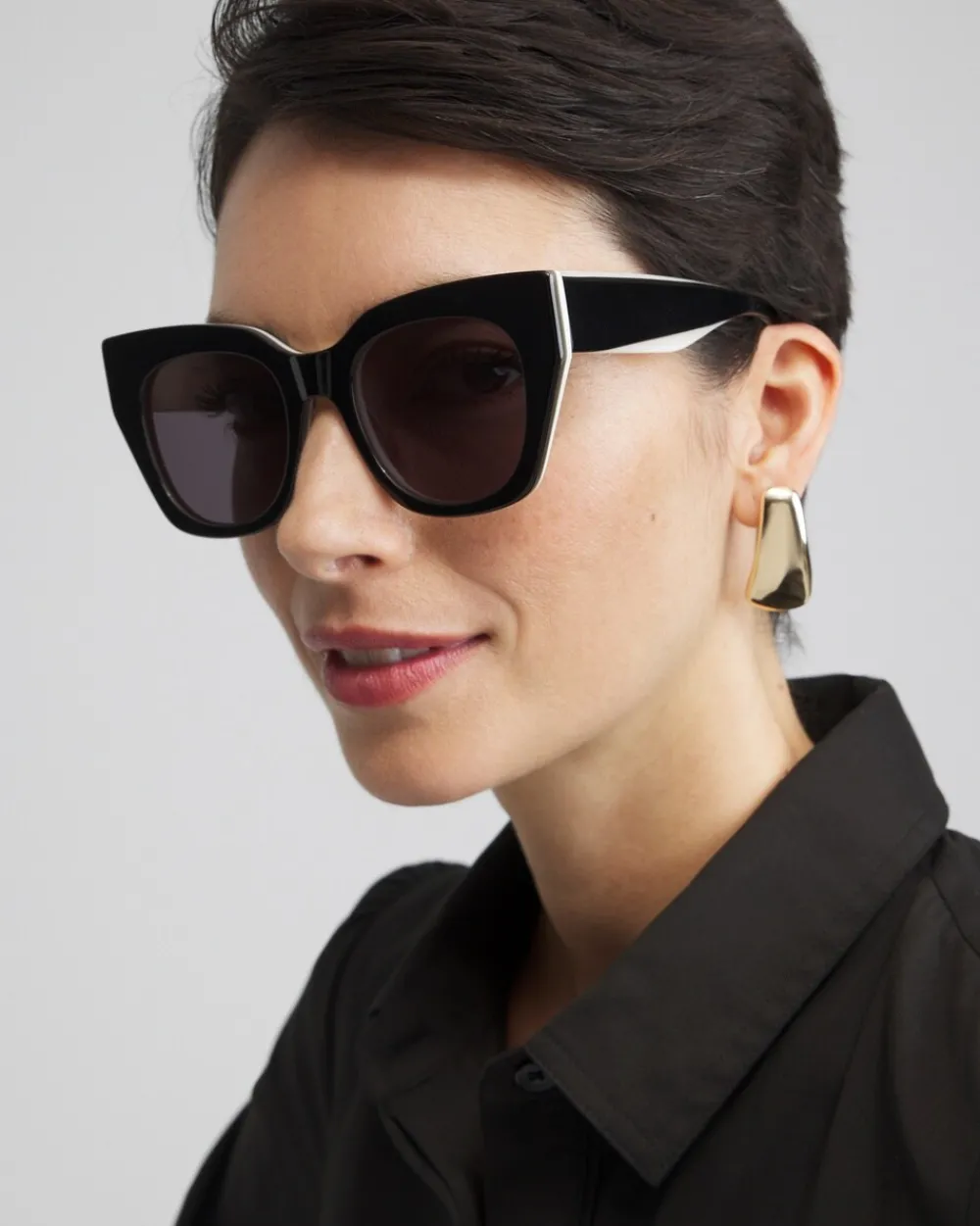 Shop Black And White Cateye Sunglasses Eyewear