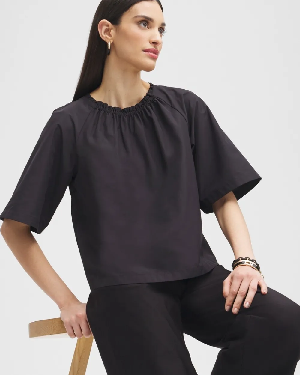 Cheap Label™ Smock Neck Blouse Tops
