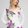 Best Blooms Abstract V-neck 3/4 Sleeve Tee Tops