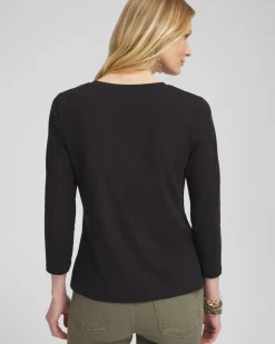 Discount Blooms Print 3/4 Sleeve Perfect Tee Tops