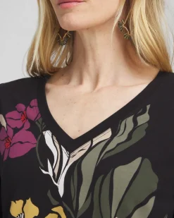 Discount Blooms Print 3/4 Sleeve Perfect Tee Tops