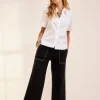 Best Sale Brigitte Contrast Stitch Wide Leg Cropped Pants Pants