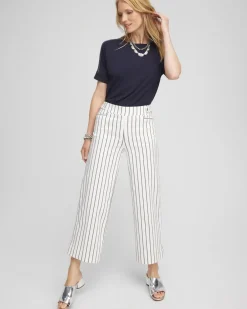 Shop Brigitte Double Stripe Wide Leg Cropped Pants Pants