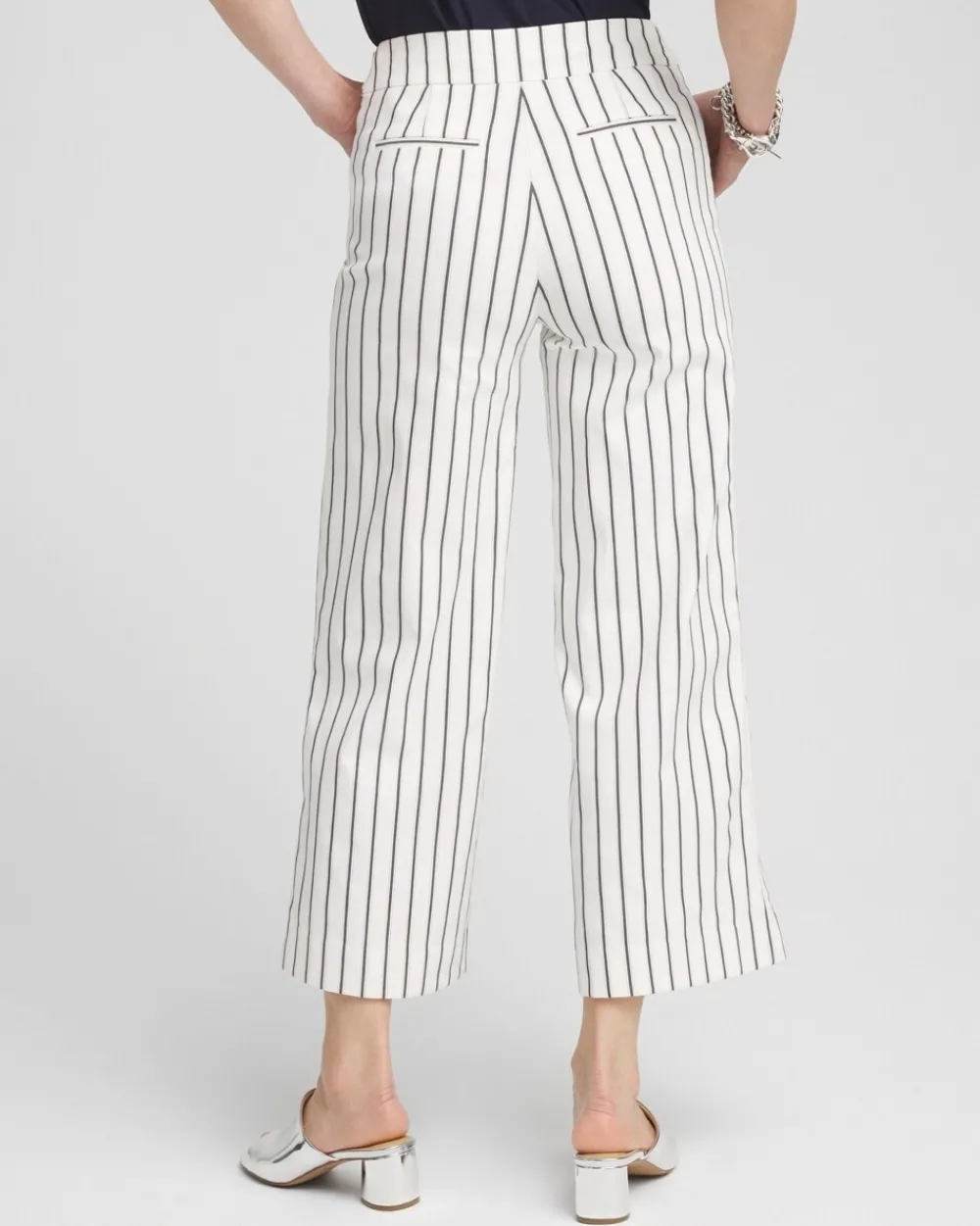 Shop Brigitte Double Stripe Wide Leg Cropped Pants Pants