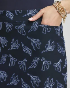 Discount Brigitte Pull-On Embroidered Leaves Skort Pants