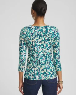 Shop Camo 3/4 Sleeve Bateau Neck Tee Tops