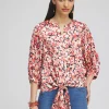 Outlet Camo Tie-Front Blouse Tops