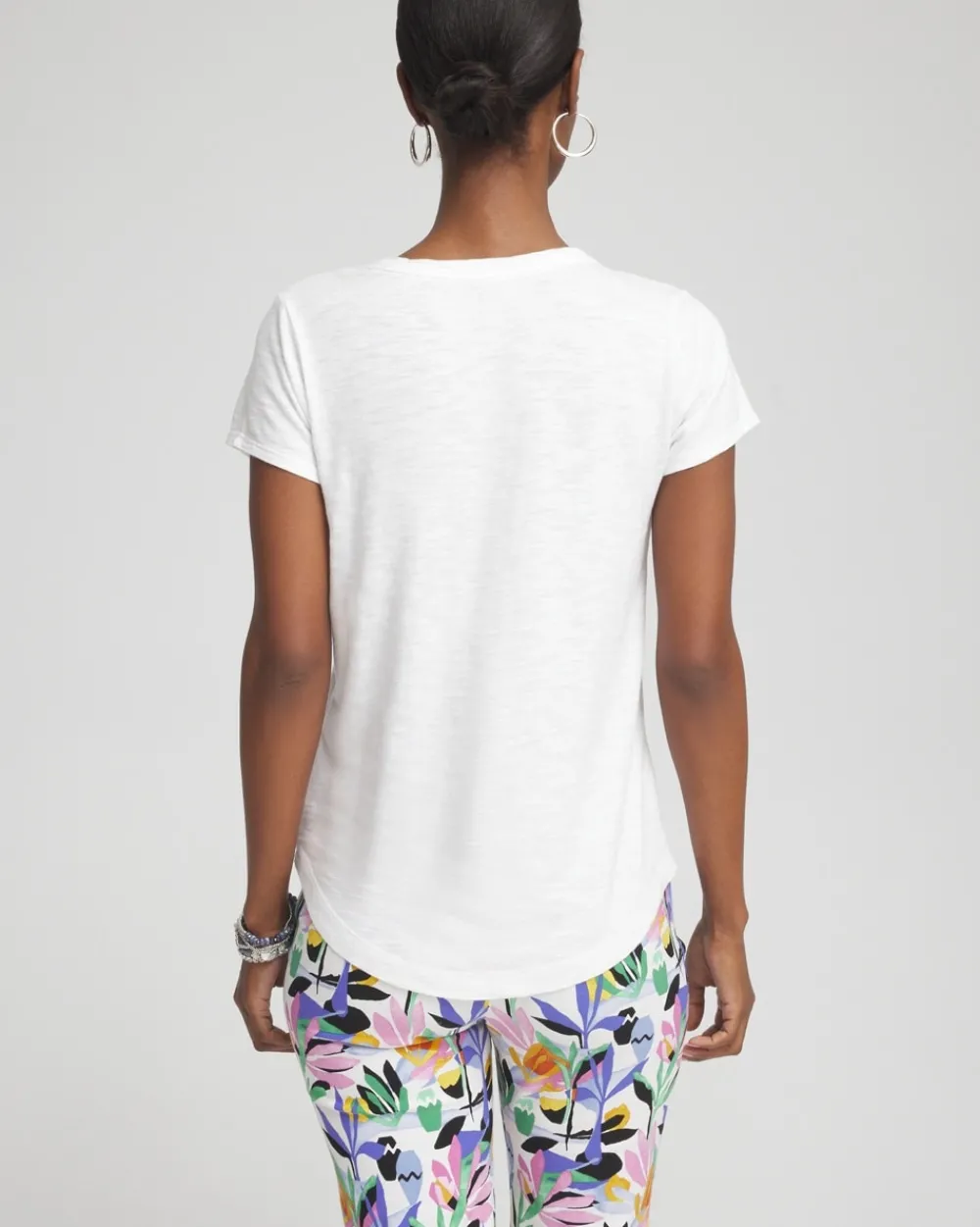 Outlet Cap Sleeve V-neck Tee Tops