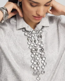 Cheap Cascading Silver Tone Statement Necklace Necklaces