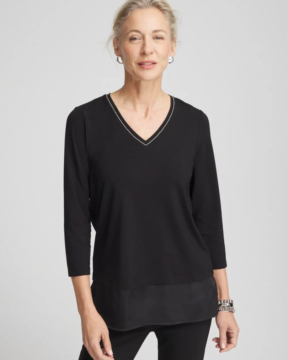 Shop Caviar Satin Mix Tunic Tops