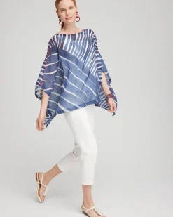 Shop Chiffon Abstract Lines Poncho Tops