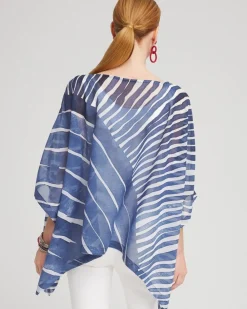 Shop Chiffon Abstract Lines Poncho Tops