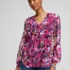 Cheap Chiffon Floral Ruffle Blouse Tops