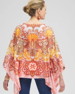 Discount Chiffon Paisley Poncho Tops