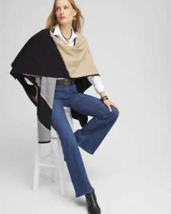 Hot Colorblock Lurex Ruana Ponchos & Ruanas