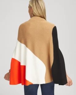 Fashion Colorblock Sweater Cape Tops | Ponchos & Ruanas