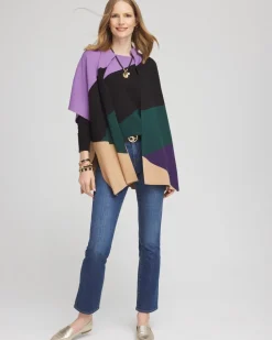 Best Colorblock Sweater Ruana Tops | Ponchos & Ruanas