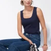 Cheap Contour Cotton™ Navy Square Neck Tank Tops