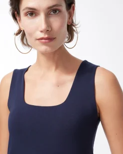 Cheap Contour Cotton™ Navy Square Neck Tank Tops