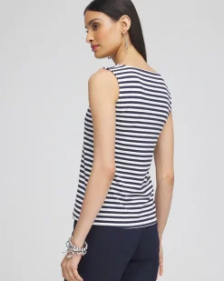 Outlet Contour Cotton™ Stripe Square Neck Tank Tops