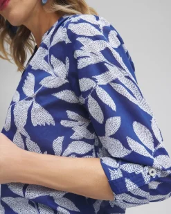 Online Cotton Leaf Print Shirt Tops