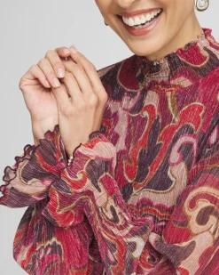 Shop Crinkle Shine Mock-Neck Top Tops | Tees