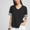 Outlet Crochet Trim Tee Tops