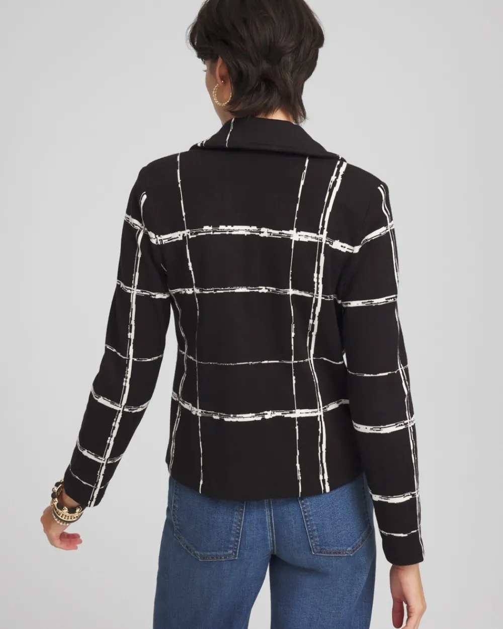 Best Sale Cropped Double-Breasted Sweater Blazer Jackets & Coats