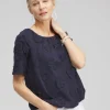 Cheap 3D Applique Bubble Hem Top Tops