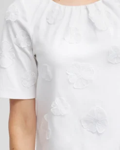 Cheap 3D Applique Bubble Hem Top Tops