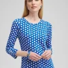 Cheap Dot Print 3/4 Sleeve Button Tee Tops