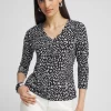 Sale Dot Print 3/4 Sleeve Perfect Tee Tops