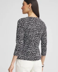 Sale Dot Print 3/4 Sleeve Perfect Tee Tops