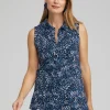 Fashion Dot Print Collared Tunic Tank Tops