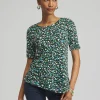 Discount Dots Asymmetrical Elbow Sleeve Tee Tops