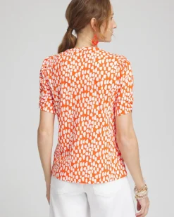 Online Dots Gathered Elbow Sleeve Tee Tops