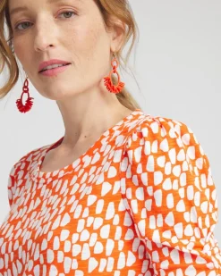 Online Dots Gathered Elbow Sleeve Tee Tops