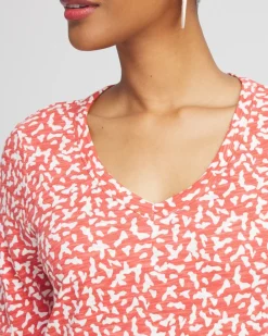Hot Dots V-neck 3/4 Sleeve Tee Tops